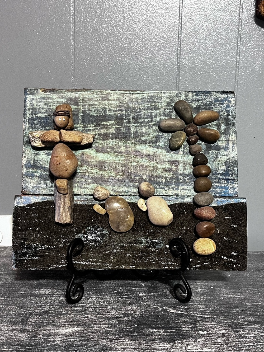 Coastal Driftwood & Pebble Mixed Media Wall Art - Brown Tones